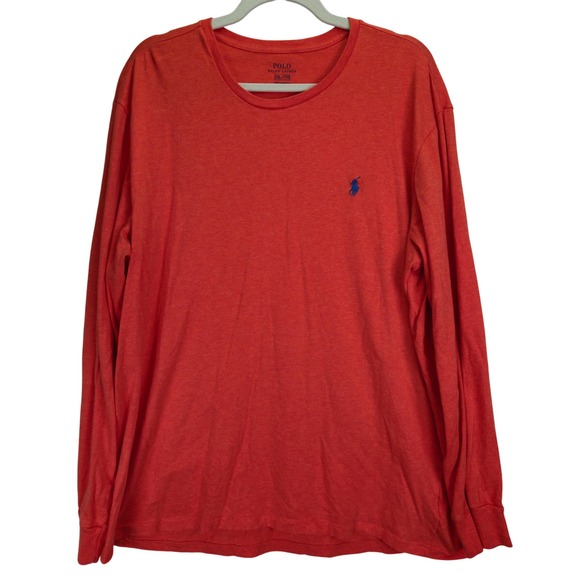 Polo Ralph Lauren Orange Long Sleeve T-Shirt XXL Crew Neck Casual Preppy Layer - Picture 1 of 7